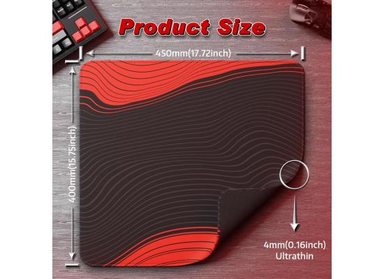 ATTACK SHARK CM02 Gaming Mouse Pad Esports Speed Large Mouse mats for Desk Waterproof Surface Stitched Edges and Anti-Slip Rubber Base Size XL Laminate 17.72” x 15.75” x 0.16” Black/Red