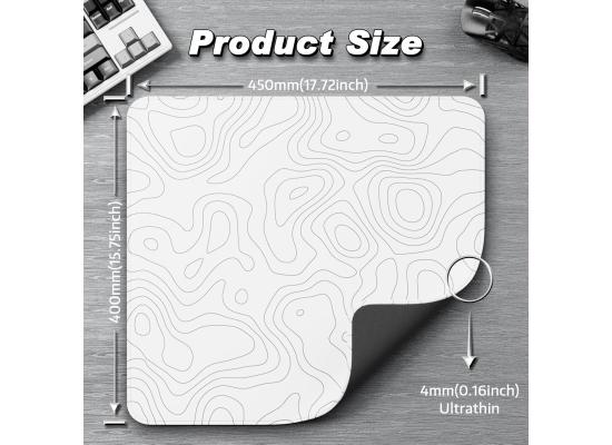 ATTACK SHARK CM02 Gaming Mouse Pad for Esports Speed Large Mouse mats for Desk Wat0erproof Surface Stitched Edges and Anti-Slip Rubber Base Size L Laminate 17.72” x 15.75” x 0.16” White