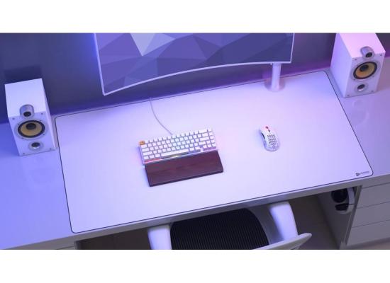 Glorious 3XL Extended Gaming White Smooth Cloth & Anti-Slip Rubber Base Mouse pad, Stitched Edges | 122x61x3mm - White