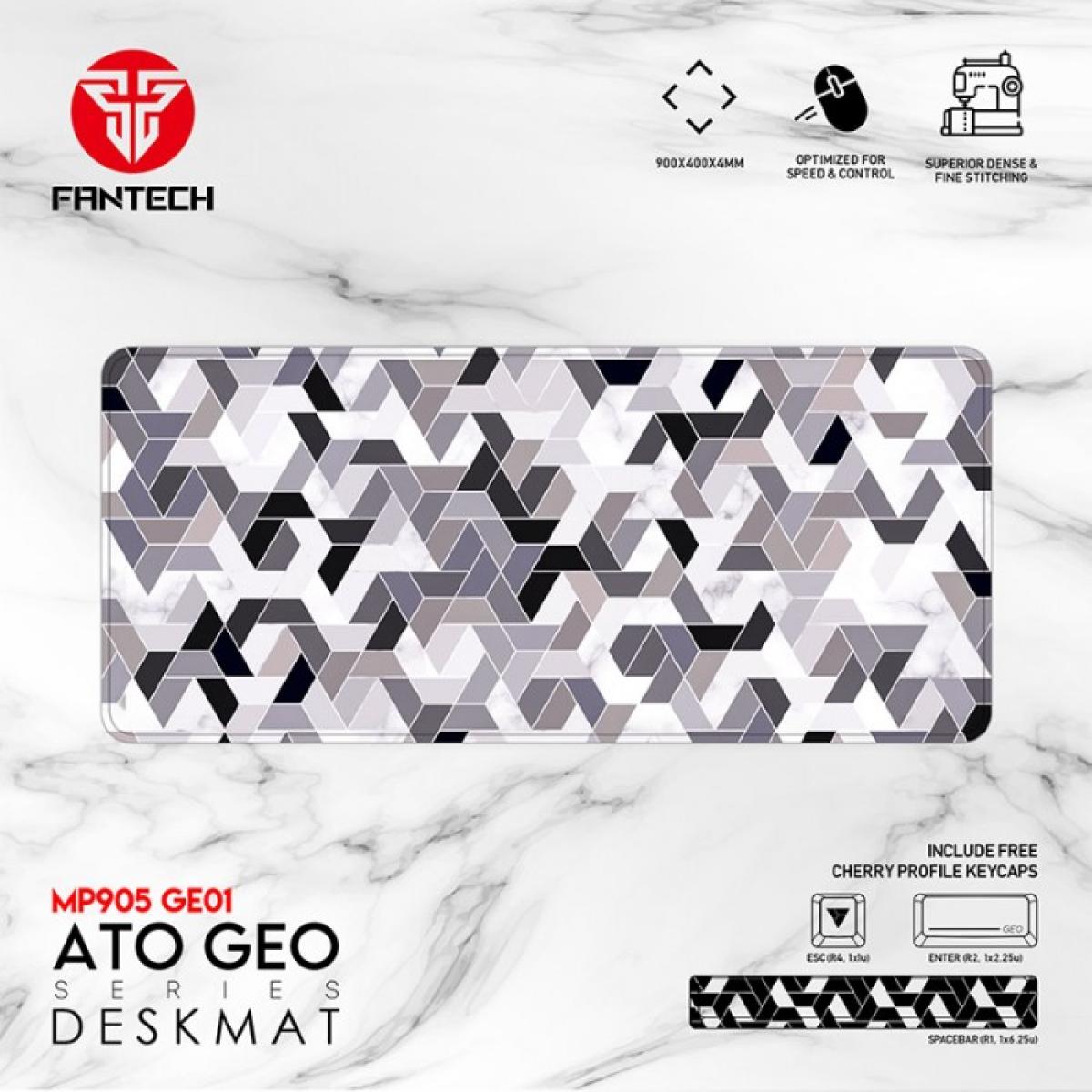 FANTECH MP905 GEO DeskMat GE01 XX-Large Gaming Premium Mouse Pad, Smooth Rubber & Cloth w/ Stitching Edges, Waterproof Coating, Superior Dense (900 x 400 x 4mm)