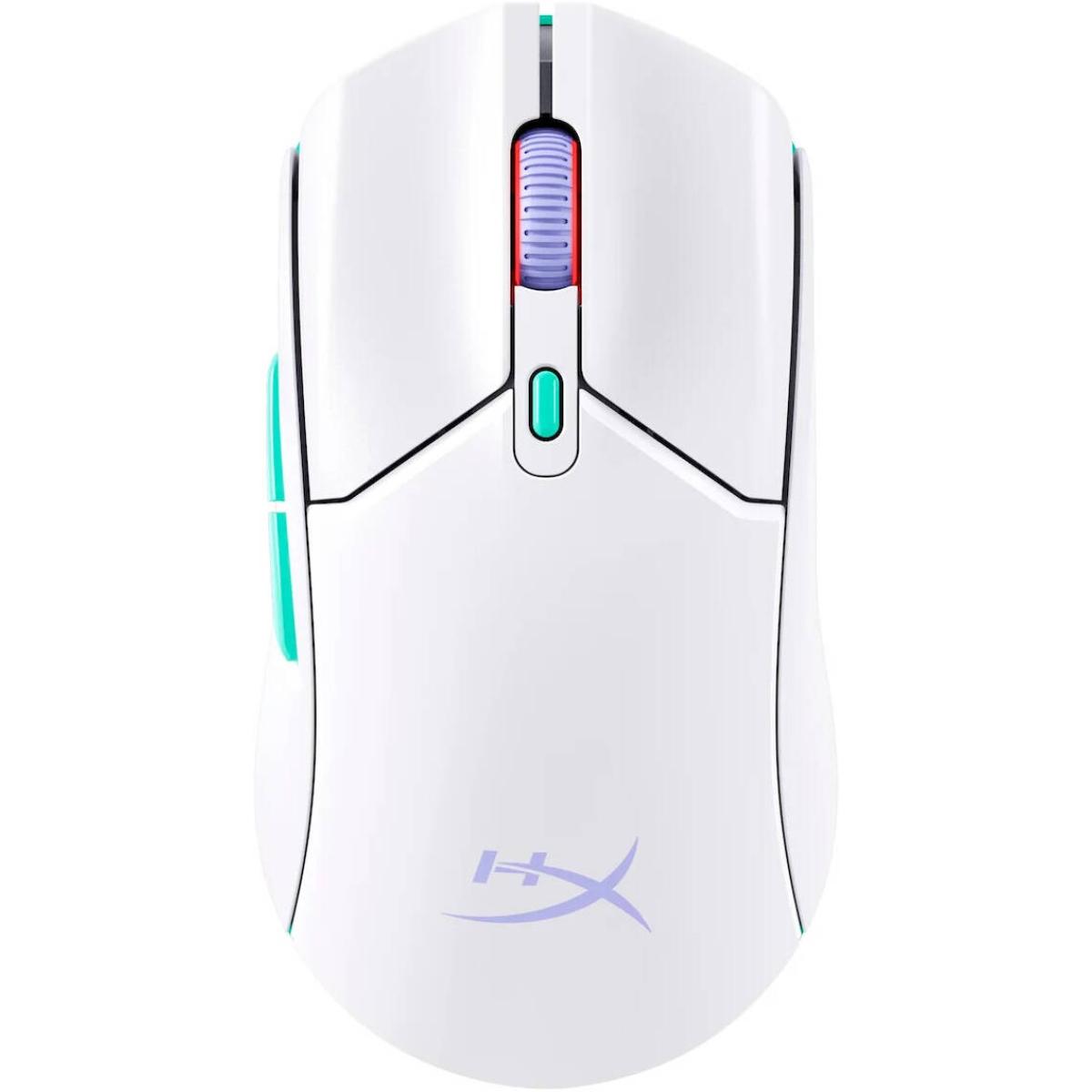 HyperX Pulsefire Haste 2 Core Wireless (2.4GHz / Bluetooth) Lightweight (70g) RGB Gaming Mouse,12K DPI, Up to 100 Hours AA Battery - For PC/PS5/Xbox Series X - White
