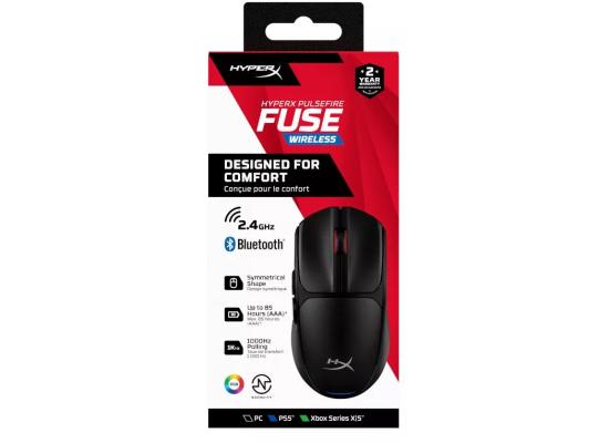 HyperX Pulsefire Fuse Wireless (2.4GHz / Bluetooth) Lightweight (75g) RGB Gaming Mouse,12K DPI, Up to 85 Hours AA Battery - For PC/PS5/Xbox Series X