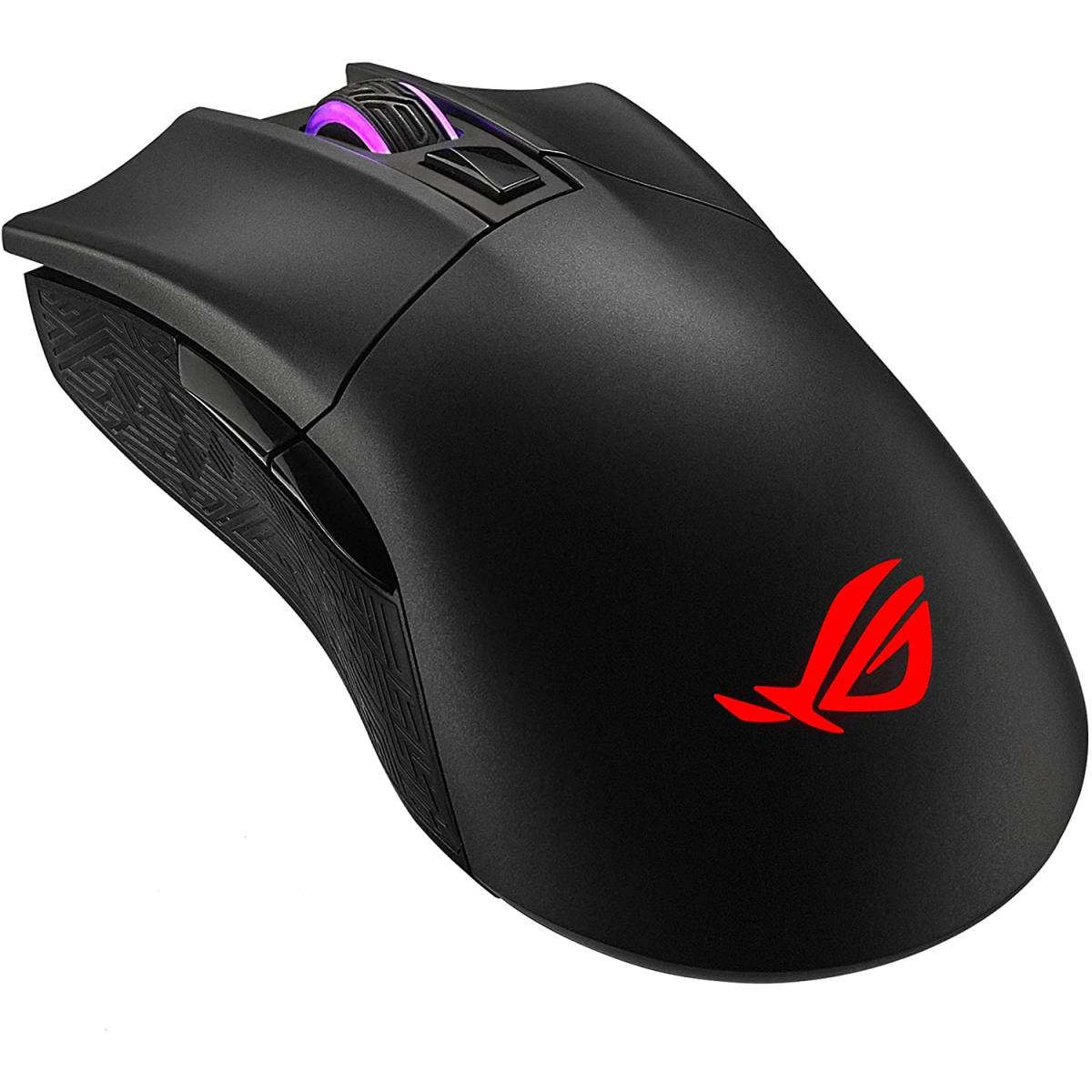 ASUS ROG Gladius II Wireless ergonomic RGB gaming mouse with dual 2.4GHz/Bluetooth wireless connectivity, PWM3389 Sensor, advanced 16000-dpi