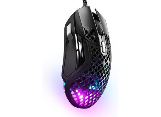 SteelSeries Aerox 5 Holey RGB TrueMove Air Optical Sensor Wired Gaming Mouse,18000 DPI , Ultra-lightweight, Water Resistant Design