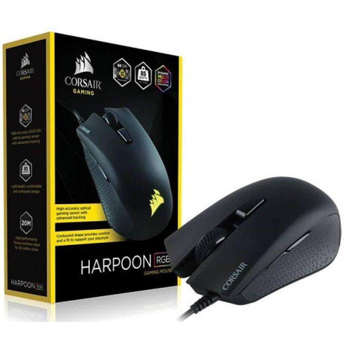 Corsair HARPOON RGB Optical Sensor 6,000 DPI Wired Gaming Mouse w/ Lightweight Design