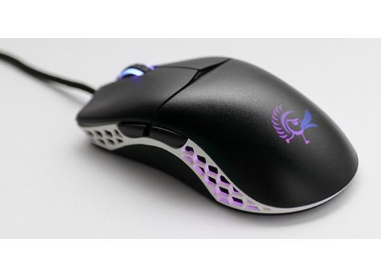 Ducky Black & White Feather,16000 DPI ARGB Symmetrical 65g Mouse With Omron 60M Micro Switches & PixArt Optical Sensor