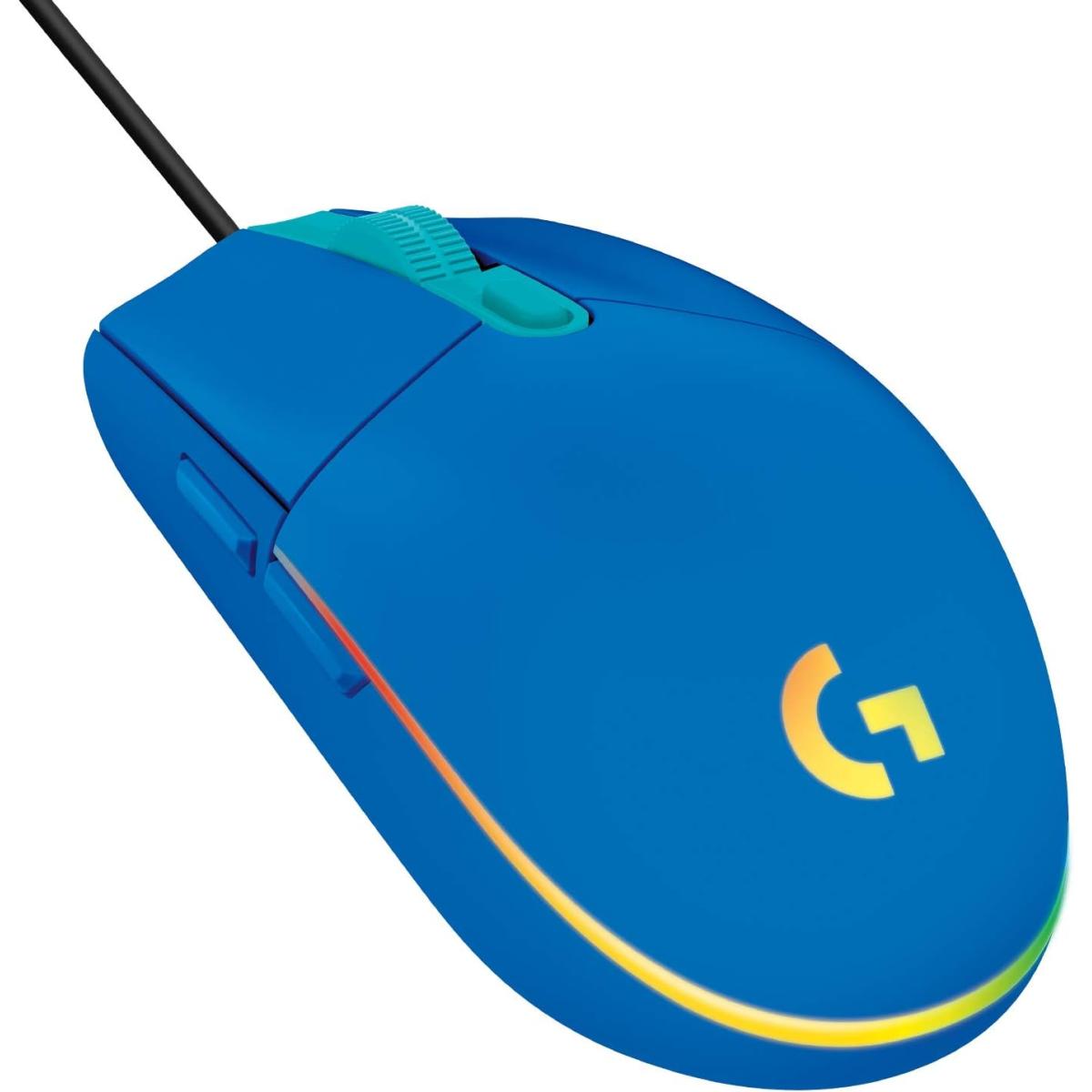 Logitech G203 (Blue) Wired Gaming Mouse, 8K DPI, LIGHTSYNC RGB, 6