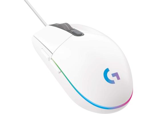 Logitech G203 (White) Wired Gaming Mouse, 8K DPI, LIGHTSYNC RGB, 6 Programmable Buttons, On-Board Memory, Screen Mapping, For PC & Mac