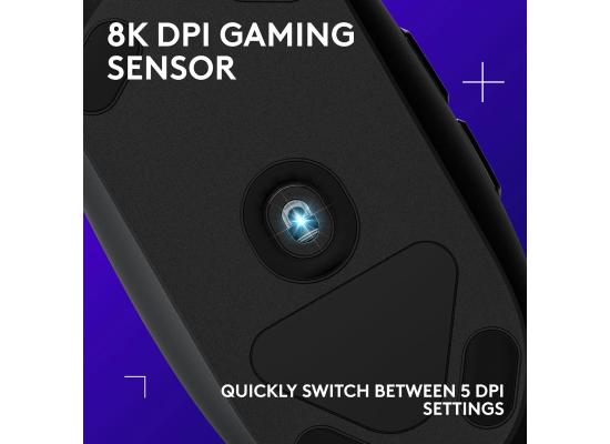 Logitech G203 Wired Gaming Mouse, 8,000 DPI, Rainbow Optical Effect LIGHTSYNC RGB, 6 Programmable Buttons, On-Board Memory, Screen Mapping, PC/Mac Computer and Laptop Compatible - Black