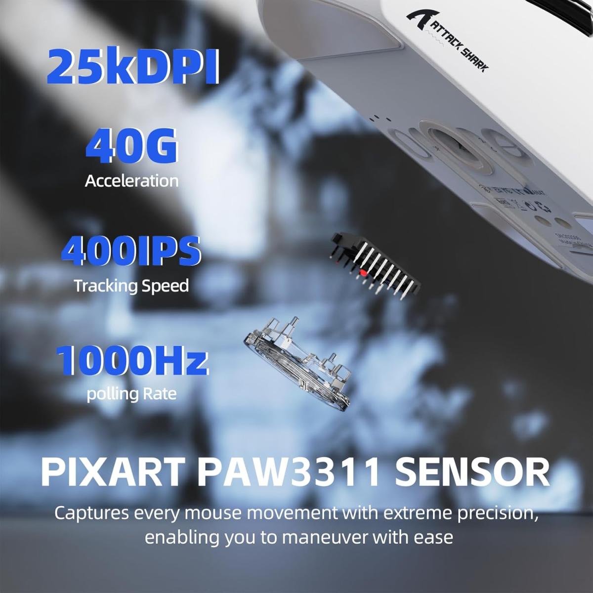 ATTACK SHARK G3PRO Wireless Gaming Mouse with RGB Charging Dock,2.4G/USB-C Wired/BT PAW3311 Optical Sensor 1K Polling Rate Adjustable 25K DPI,500mAh Battery Ultra Lightweight 59g Mice (White) ATTACK SHARK G3PRO Wireless Gaming Mouse with RGB Charging Dock,2.4G/USB-C Wired/BT PAW3311 Optical Sensor 1K Polling Rate Adjustable 25K DPI,500mAh Battery Ultra Lightweight 59g Mice (White)