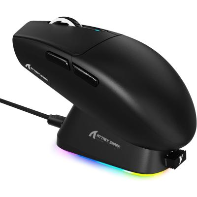 ATTACK SHARK G3PRO Wireless Gaming Mouse with RGB Charging Dock,2.4G/USB-C Wired/BT PAW3311 Optical Sensor 1K Polling Rate Adjustable 25K DPI,500mAh Battery Ultra Lightweight 59g Mice(Black)