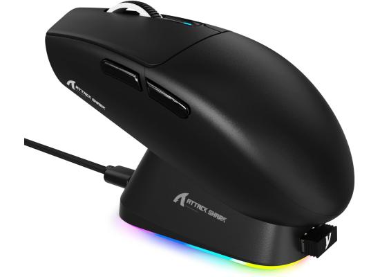 ATTACK SHARK G3PRO Wireless Gaming Mouse with RGB Charging Dock,2.4G/USB-C Wired/BT PAW3311 Optical Sensor 1K Polling Rate Adjustable 25K DPI,500mAh Battery Ultra Lightweight 59g Mice(Black)