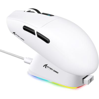 ATTACK SHARK G3PRO Wireless Gaming Mouse with RGB Charging Dock,2.4G/USB-C Wired/BT PAW3311 Optical Sensor 1K Polling Rate Adjustable 25K DPI,500mAh Battery Ultra Lightweight 59g Mice (White)