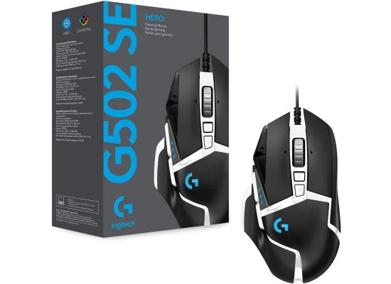Logitech G502 HERO SE, Fully Programmable 11 Buttons W/ Hero 25K Sensor RGB High Performance Gaming Mouse (Black & White Theme) (Comes w/ Leather Cord)