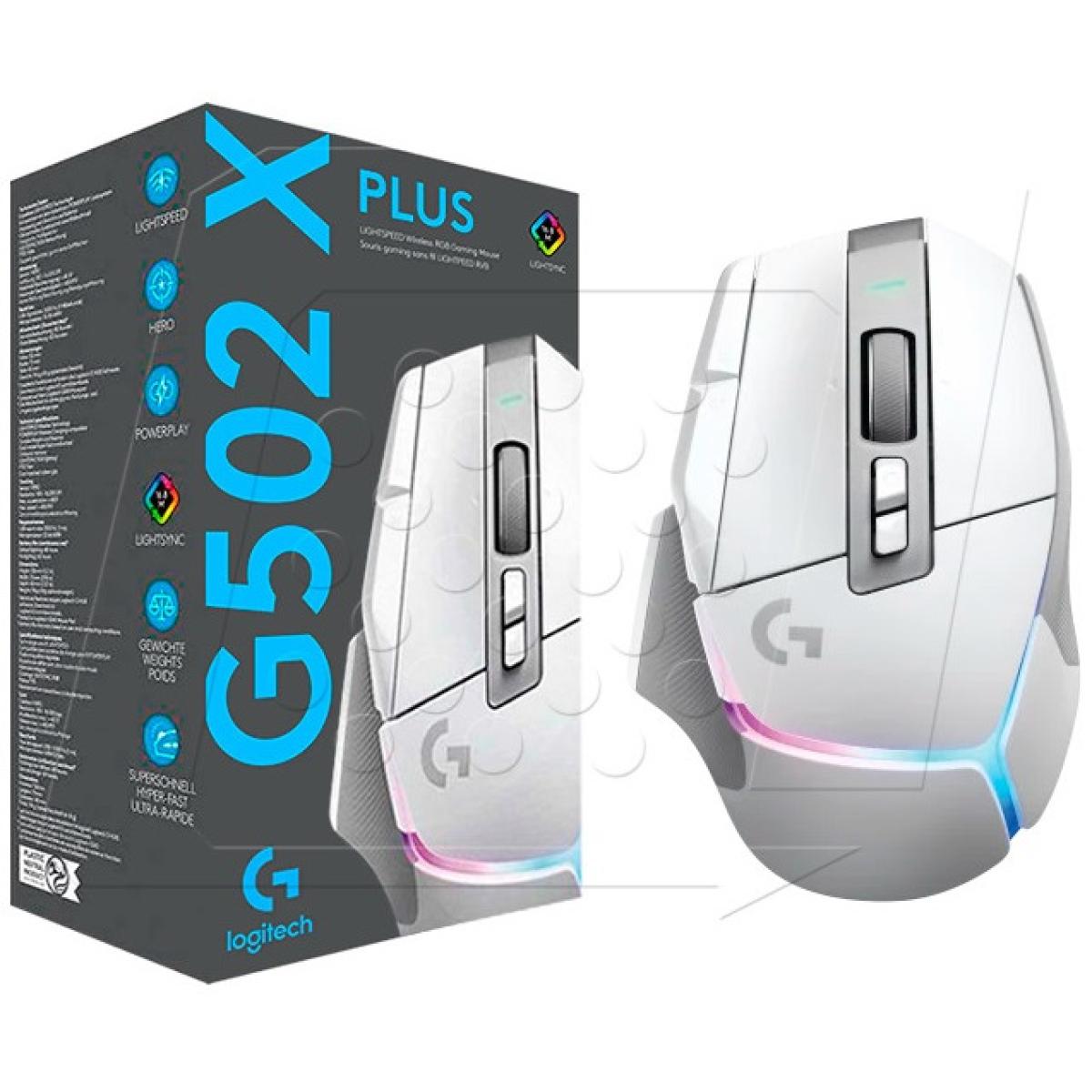 Logitech G502 X Plus Lightspeed Wireless , Hybrid Optical-Mechanical Switches w/ Hero 25K Sensor, Lightsync RGB, USB-C charging, 13 Programmable Controls - High Performance Gaming Mouse (White)