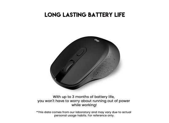Fantech GO W606 Wireless (USB 2.4GHz) Ergonomic Lightweight Grip Office Mouse (Black), Optical Sensor, Long Lasting AA Battery,1600 DPI, Up To 10 Meters