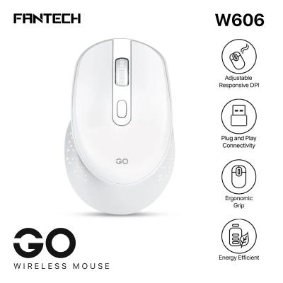 Fantech GO W606 Wireless (USB 2.4GHz) Ergonomic Lightweight Grip Office Mouse (White), Optical Sensor, Long Lasting AA Battery,1600 DPI, Up To 10 Meters