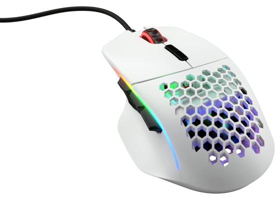 Glorious Gaming Model I RGB Wired Gaming Mouse 69g Superlight, 19K DPI w/ 2 Swappable Buttons, 9 Programmable Buttons, Side Thumb Rest - White