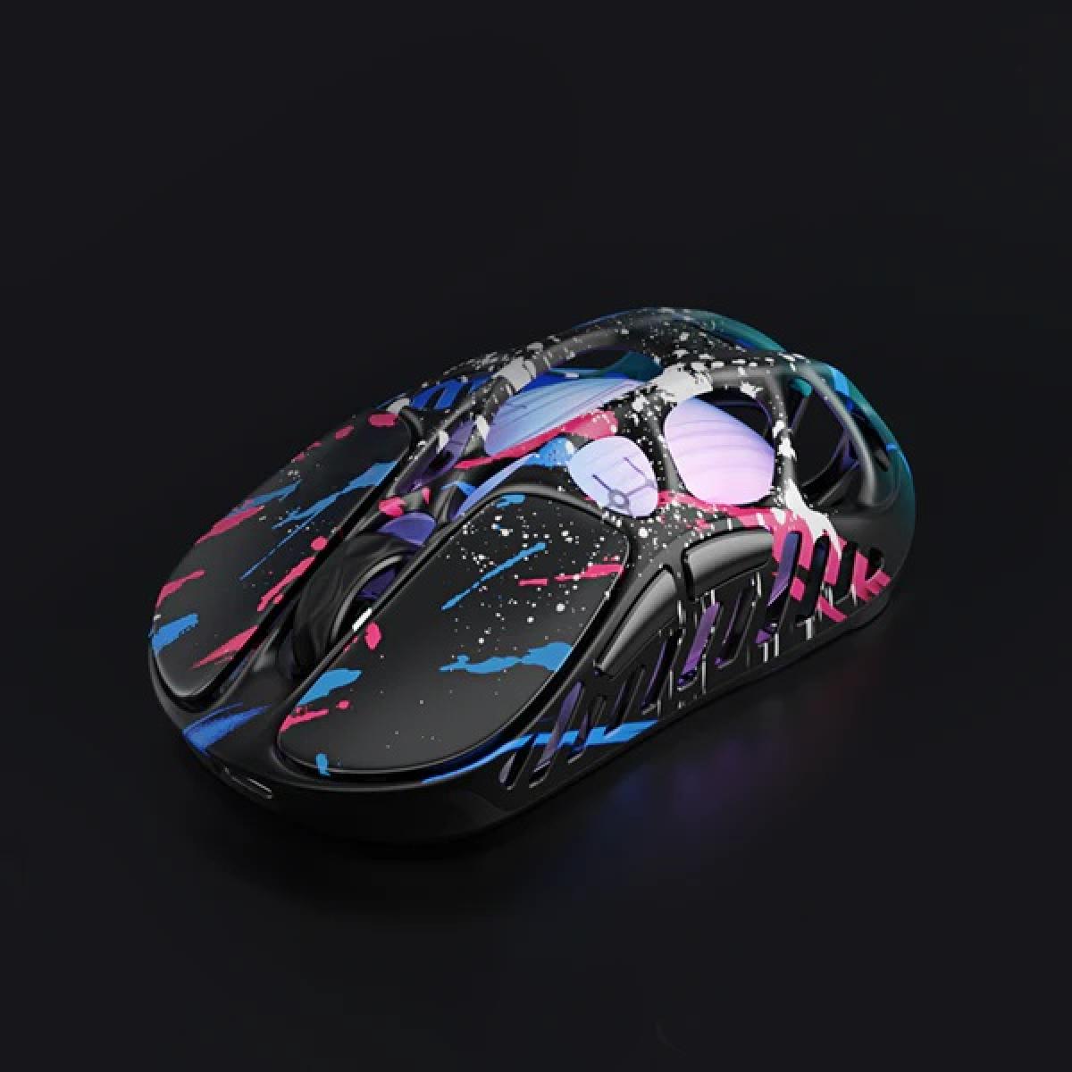 GravaStar Mercury X Pro Gaming Mouse With 32,000 DPI , PAW 3950 Sensor – 49g – 5 Programmable Buttons, Onboard Memory Profiles , Customizable Effects, Magnesium Alloy Hollow Skeleton (0.03inch Thickness)-Neon Graffiti