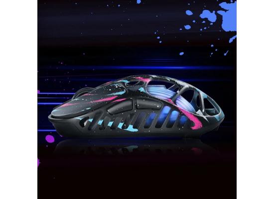 GravaStar Mercury X Pro Gaming Mouse With 32,000 DPI , PAW 3950 Sensor – 49g – 5 Programmable Buttons, Onboard Memory Profiles , Customizable Effects, Magnesium Alloy Hollow Skeleton (0.03inch Thickness)-Neon Graffiti