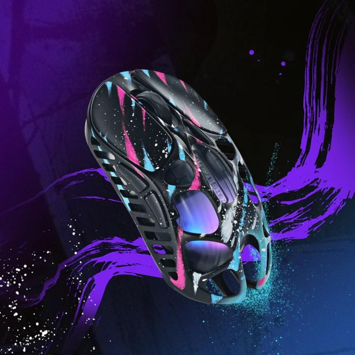 GravaStar Mercury X Pro Gaming Mouse With 32,000 DPI , PAW 3950 Sensor – 49g – 5 Programmable Buttons, Onboard Memory Profiles , Customizable Effects, Magnesium Alloy Hollow Skeleton (0.03inch Thickness)-Neon Graffiti