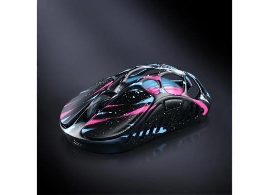 GravaStar Mercury X Pro Gaming Mouse With 32,000 DPI , PAW 3950 Sensor – 49g – 5 Programmable Buttons, Onboard Memory Profiles , Customizable Effects, Magnesium Alloy Hollow Skeleton (0.03inch Thickness)-Neon Graffiti