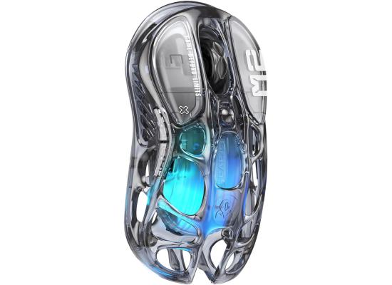 GravaStar Mercury M2 Wireless Gaming Mouse with 26,000 DPI, PAW3395DM Sensor -79g Lightweight Hollowed-Out Design -5 Programmable Buttons -5 Dynamic Lightsync RGB - Transparent Black