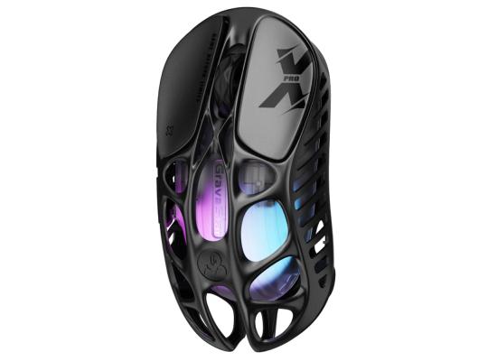 GravaStar Mercury X Wireless Gaming Mouse – 32,000 DPI PAW 3950 Sensor, 1000Hz Polling Rate, Only 49g, Magnesium Alloy Hollow Frame, RGB Lighting, 5 Programmable Buttons-Black