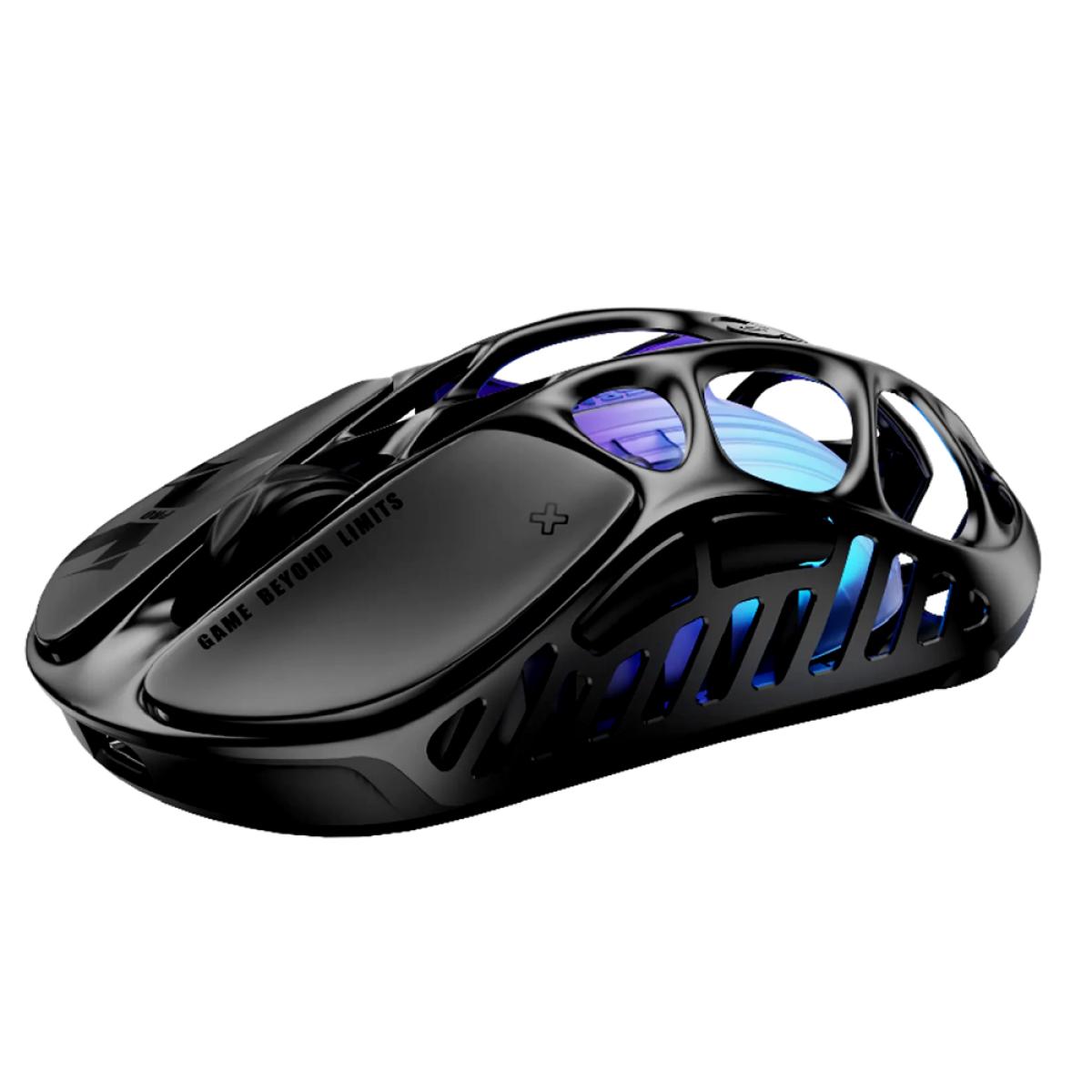 GravaStar Mercury X Wireless Gaming Mouse – 32,000 DPI PAW 3950 Sensor, 1000Hz Polling Rate, Only 49g, Magnesium Alloy Hollow Frame, RGB Lighting, 5 Programmable Buttons-Black