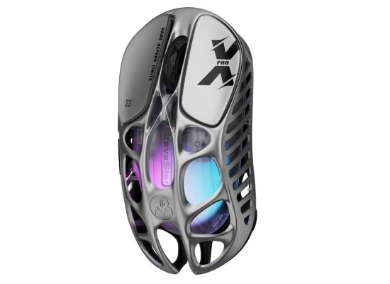 GravaStar Mercury X Wireless Gaming Mouse – 32,000 DPI PAW 3950 Sensor, 1000Hz Polling Rate, Only 49g, Magnesium Alloy Hollow Frame, RGB Lighting, 5 Programmable Buttons-Silver