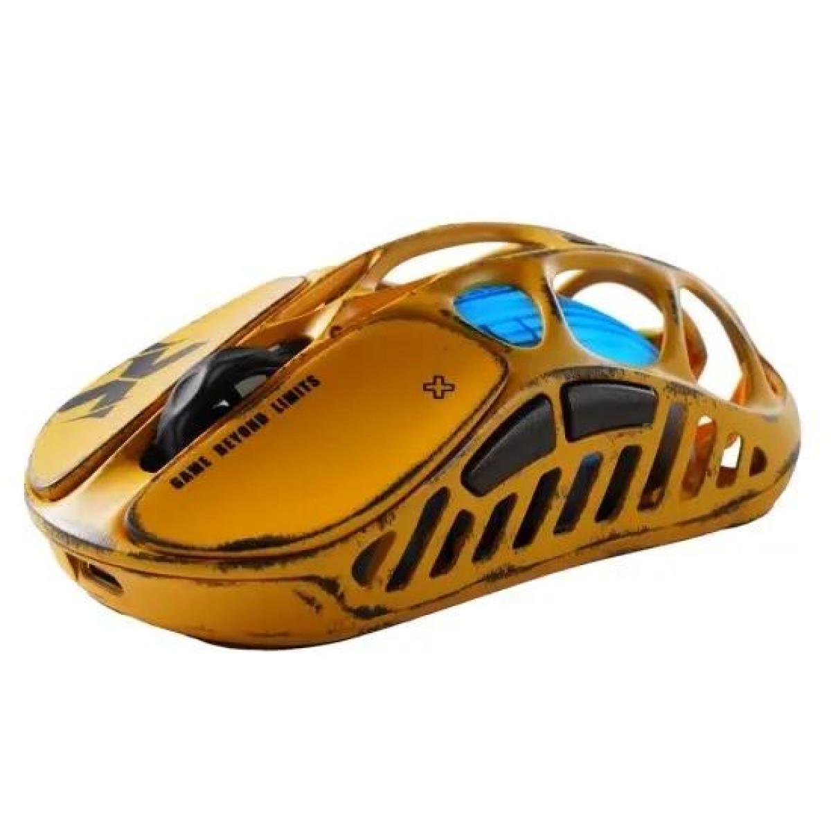 GRAVASTAR MERCURY X PRO Wireless Gaming Mouse with 8K Dongle, 32000 DPI PAW 3950 Sensor, 8000Hz Polling Rate, 49g Magnesium Alloy Hollow Frame, RGB Lighting, 5 Programmable Buttons – Battle Worn Yellow