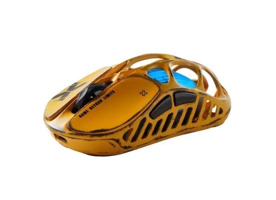 GRAVASTAR MERCURY X PRO Wireless Gaming Mouse with 8K Dongle, 32000 DPI PAW 3950 Sensor, 8000Hz Polling Rate, 49g Magnesium Alloy Hollow Frame, RGB Lighting, 5 Programmable Buttons – Battle Worn Yellow