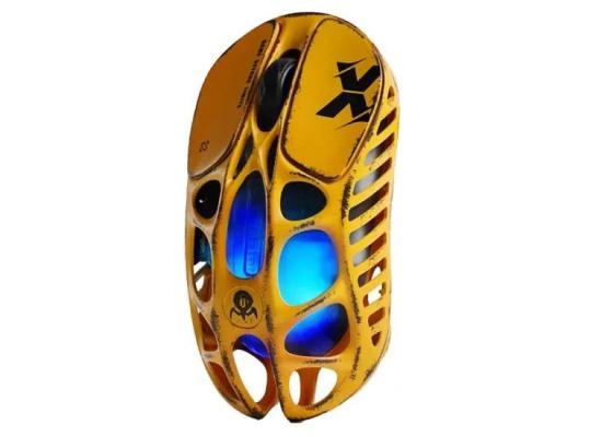GRAVASTAR MERCURY X PRO Wireless Gaming Mouse with 8K Dongle, 32000 DPI PAW 3950 Sensor, 8000Hz Polling Rate, 49g Magnesium Alloy Hollow Frame, RGB Lighting, 5 Programmable Buttons – Battle Worn Yellow