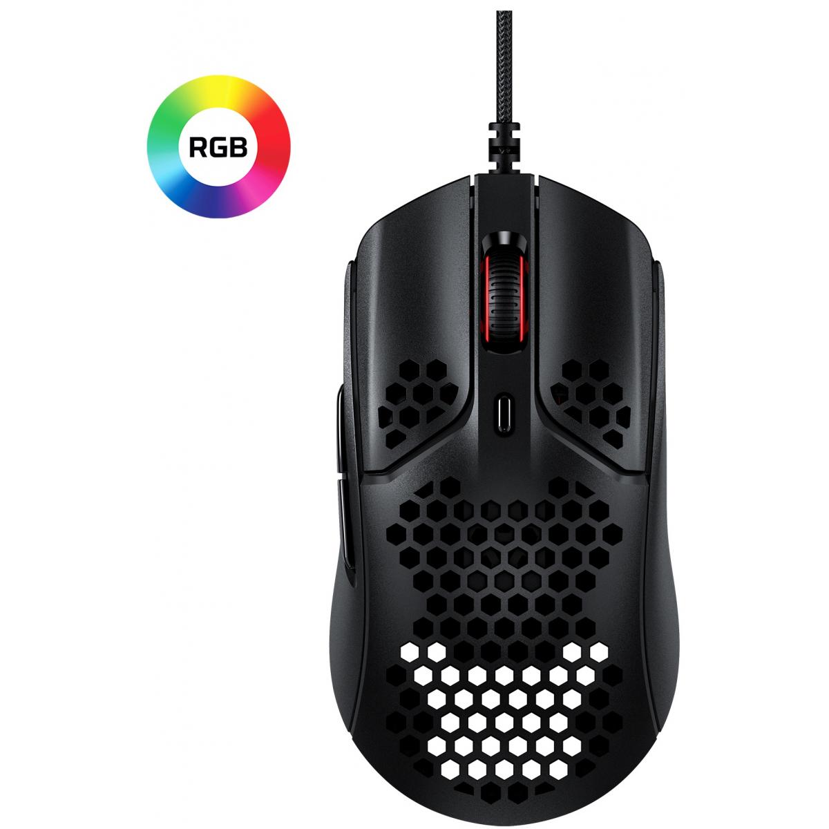 HyperX Pulsefire Haste Ultra-Lightweight, 59g, Honeycomb Shell, Hex Design, RGB, , Up to 16000 DPI, 6 Programmable Buttons Gaming Mouse