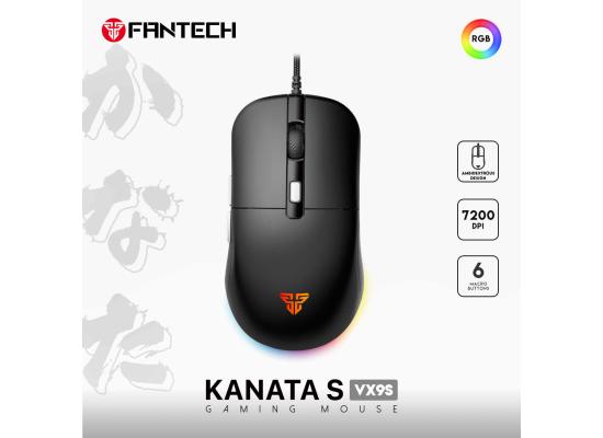 FANTECH KANATA S VX9S RGB Optical Wired Gaming Mouse, 7200 DPI, 82g Weight, Ambidextrous Design, Braided Cord, Software Support For Kanata S