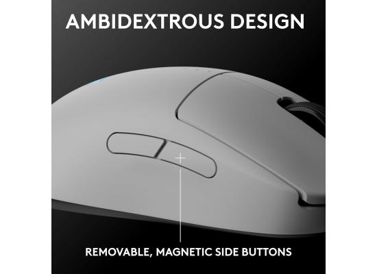 Logitech G PRO 2 Lightspeed Wireless Gaming Mouse, Right- or Left-Handed Mouse with up to 4 Customizable and Switchable Magnetic Side Buttons, 44K DPI Sensor, USB-C Charging, for PC/Mac - White