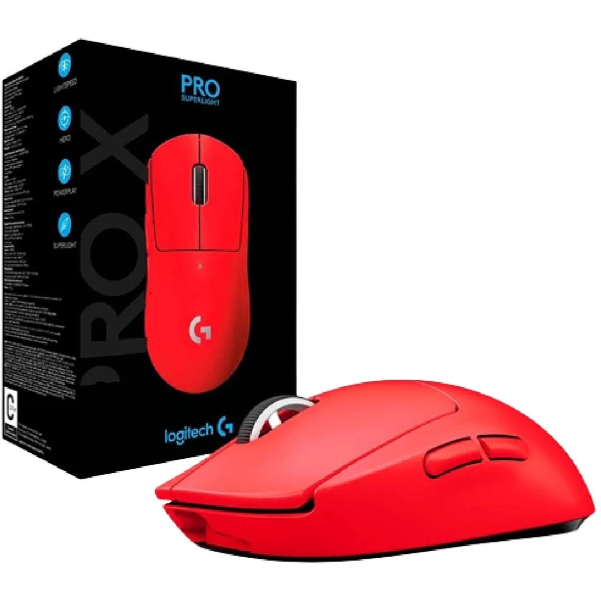 Logitech G PRO X SuperLight Wireless Gaming Mouse, HERO 25K Sensor, 25600 DPI,Long Battery Life, On-Board Memory, Built For Esport, PC / Mac - Red