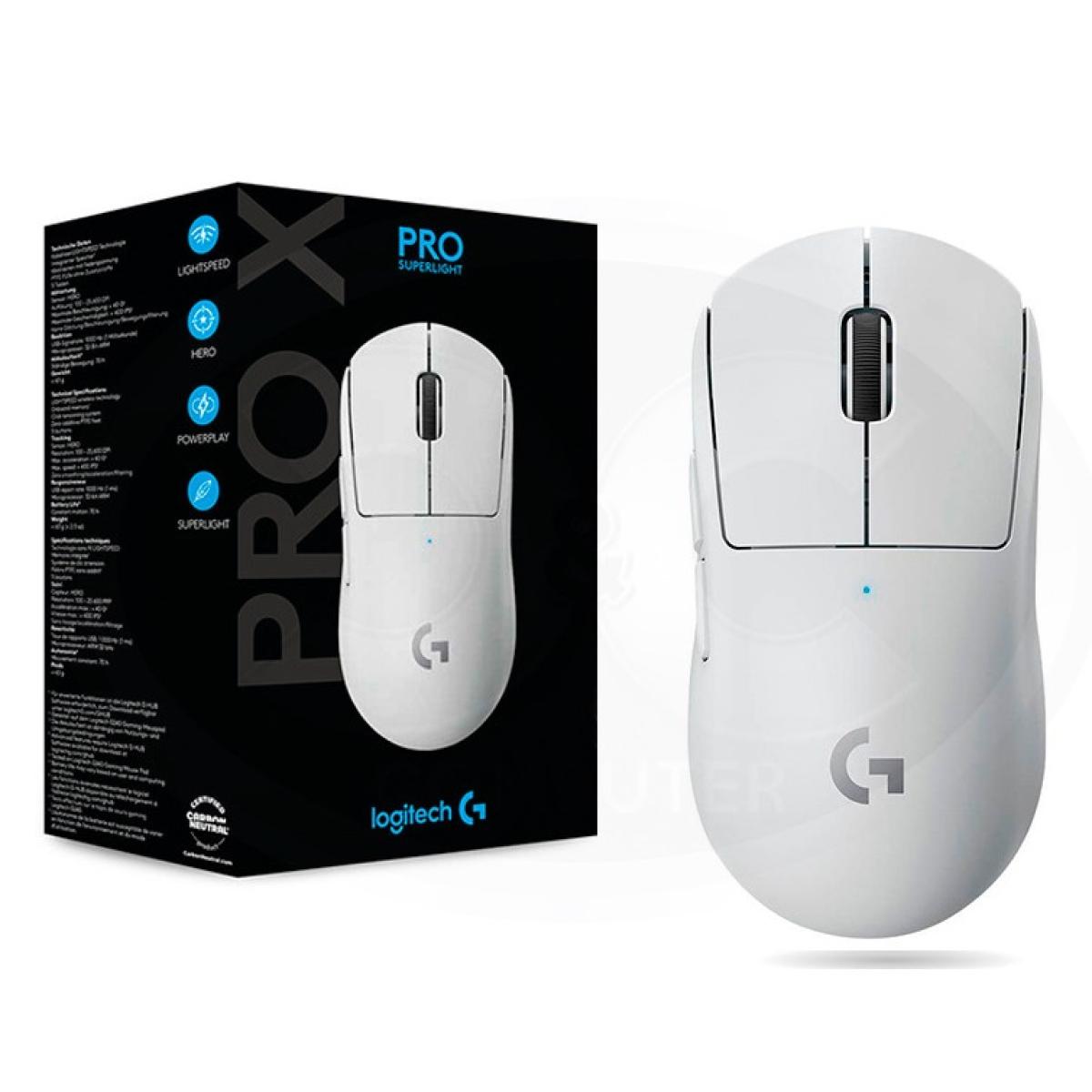 Logitech G PRO X SuperLight Wireless Gaming Mouse, HERO 25K Sensor, 25600 DPI,Long Battery Life, On-Board Memory, Built For Esport, PC / Mac - White