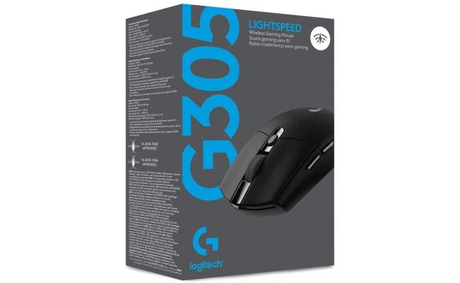 Logitech G305 Lightspeed Wireless Gaming Mouse w/ Hero 12K Sensor 6 Programmable Buttons Up To 250 Hours Durability With One AA Battery - Black