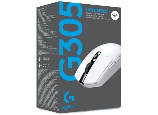 Logitech G305 Lightspeed Wireless Gaming Mouse w/ Hero 12K Sensor 6 Programmable Buttons Up To 250 Hours Durability With One AA Battery - White