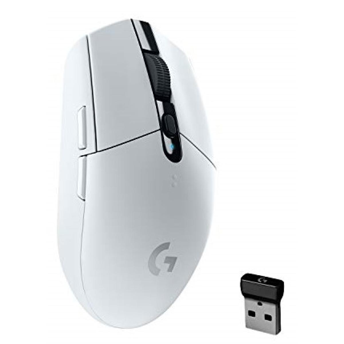 Logitech G305 Lightspeed Wireless Gaming Mouse w/ Hero 12K Sensor 6 Programmable Buttons Up To 250 Hours Durability With One AA Battery - White