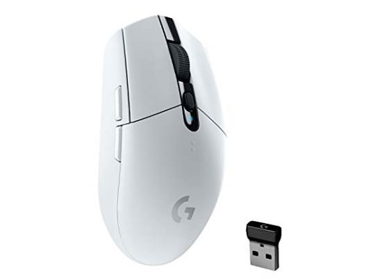 Logitech G305 Lightspeed Wireless Gaming Mouse w/ Hero 12K Sensor 6 Programmable Buttons Up To 250 Hours Durability With One AA Battery - White