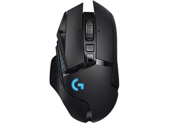 Logitech G502 Lightspeed Wireless Gaming Mouse with Hero 25K Sensor 1ms Report Rate, PowerPlay Compatible, Tunable Weights and Lightsync RGB - Black