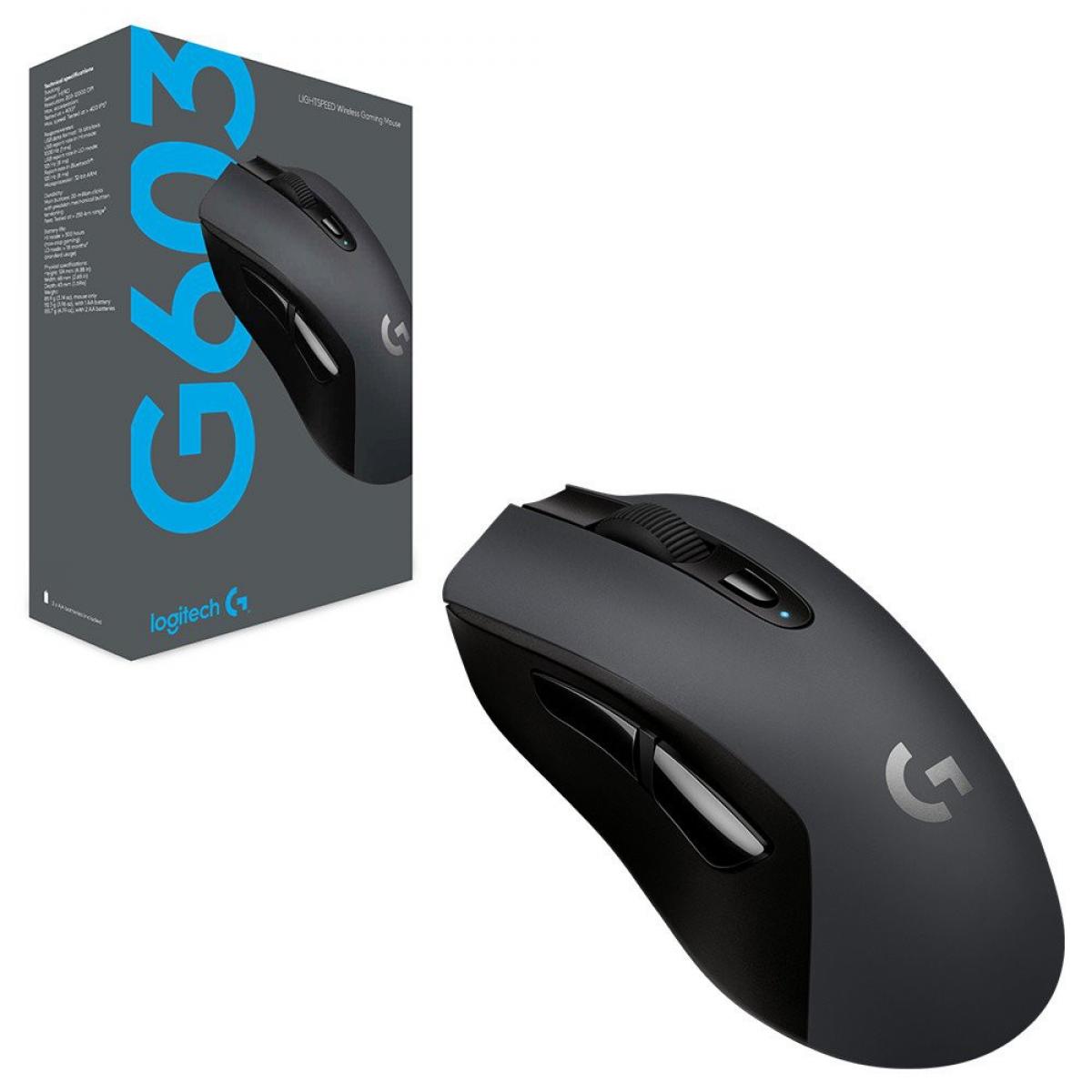 Logitech G603 LIGHTSPEED Wireless Gaming Mouse, HERO 12K Sensor, 12,000 DPI, Lightweight, 6 Programmable Buttons, 500h Battery Life