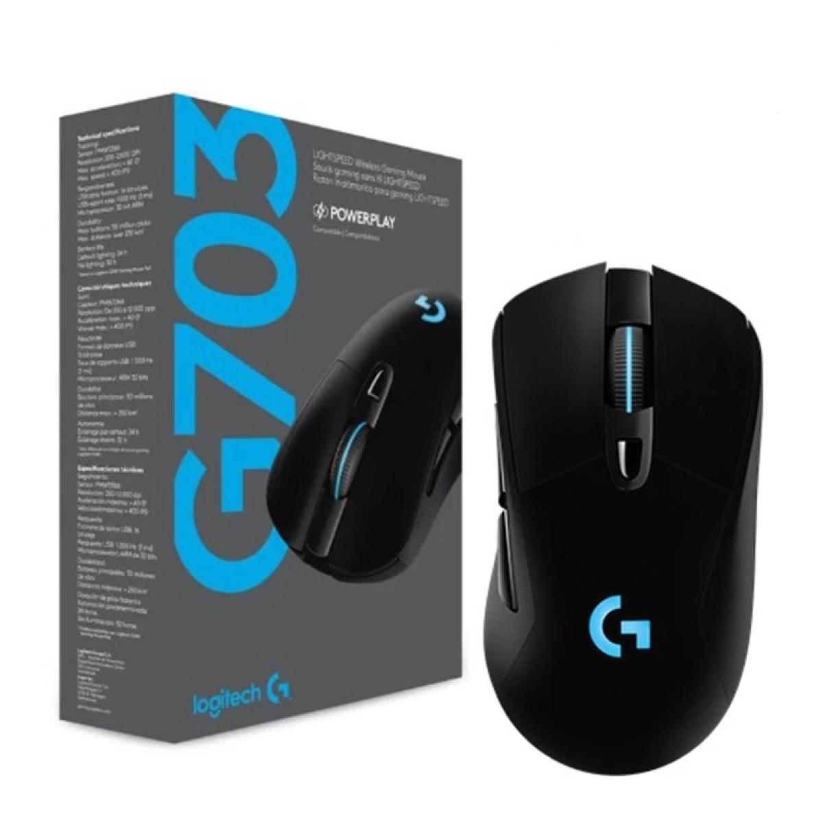 Logitech G703 Wireless Lightspeed 16,000DPI Gaming Mouse with Wireless Charging Compatibility, Black