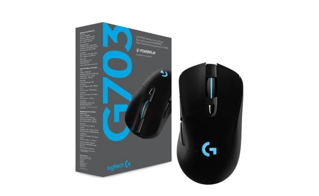Logitech G703 Wireless  Lightspeed 16,000DPI Gaming Mouse with Wireless Charging Compatibility, Black