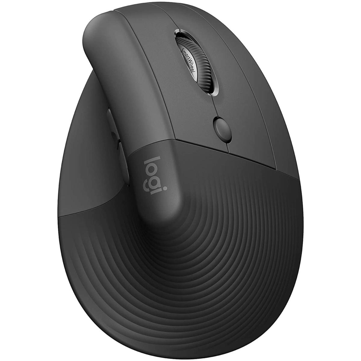 Logitech Lift Vertical Ergonomic Advanced Optical Wireless (Graphite) Mouse (2.4GHz & Bluetooth Connection) Quiet Clicks 6 Buttons