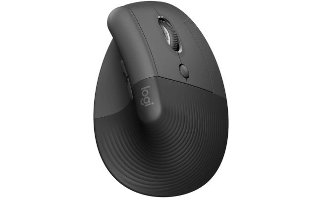 Logitech Lift Vertical Ergonomic Advanced Optical Wireless (Graphite) Mouse (2.4GHz & Bluetooth Connection) Quiet Clicks 6 Buttons w/ Left & Right Handed Option