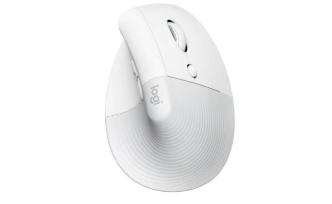Logitech Lift Vertical Ergonomic Advanced Optical Wireless (Off white) Mouse (2.4GHz & Bluetooth Connection) Quiet Clicks 6 Buttons