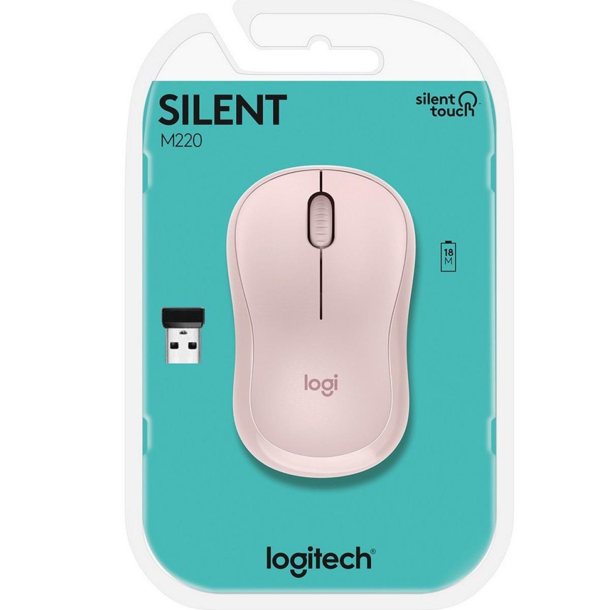 Logitech M220 Silent Clicks Wireless 2.4GHz Optical Mouse, 1000 DPI Compatible with PC, Mac, Laptop - White